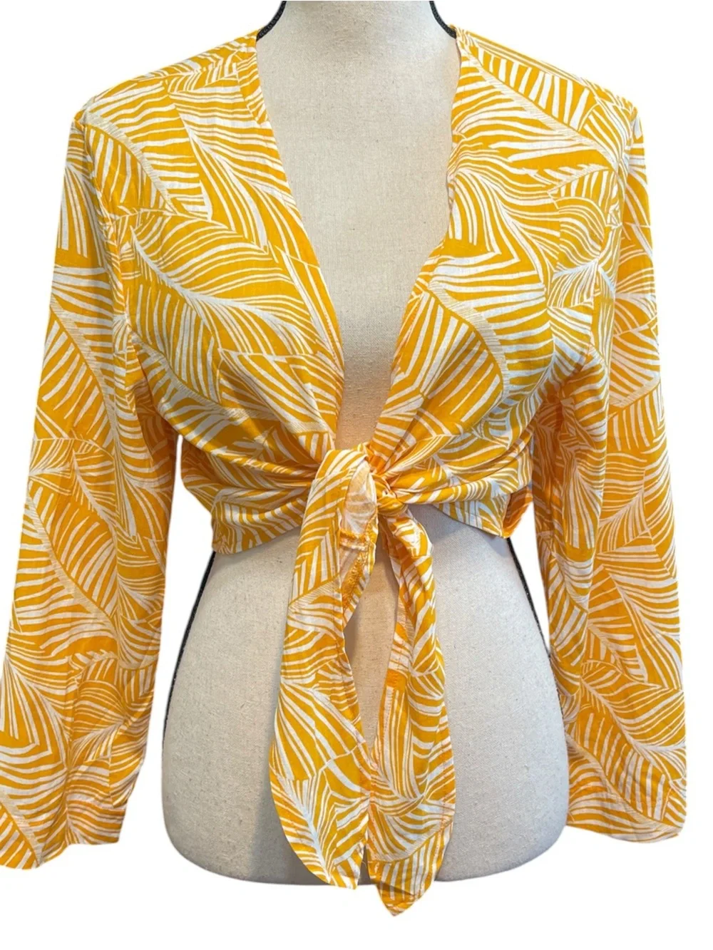 NWT Shade & Shore 2 Piece Bright Yellow Palm Leaf‎ Breezy Beach Swim Cover Up L